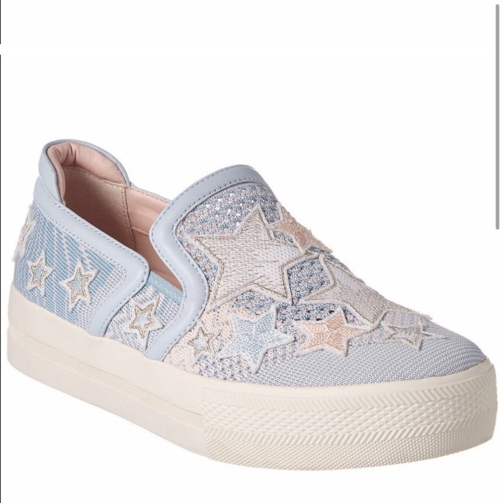 Ash Jeday Star Patched Slip on Sneaker in Ice Blue/Powder